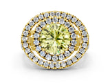 Yellow gold Double Halo Fancy Yellow Round Cut Diamond Split Shank Prong Setting Ring