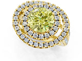 Yellow gold Double Halo Fancy Yellow Round Cut Diamond Split Shank Prong Setting Ring_1