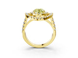 Yellow gold Double Halo Fancy Yellow Round Cut Diamond Split Shank Prong Setting Ring_3