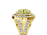 Yellow gold Double Halo Fancy Yellow Round  Cut Diamond Split Shank Ring with Four Prong Setting_5