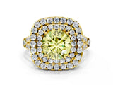 Yellow gold Double Halo Fancy Yellow Round  Cut Pave Split Shank Prong Set Ring_15