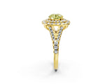 Yellow gold Double Halo Fancy Yellow Round  Cut Pave Split Shank Prong Set Ring_17