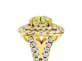 Yellow gold Double Halo Fancy Yellow Round  Cut Pave Split Shank Prong Set Ring_20