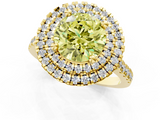 Yellow gold Double Halo Fancy Yellow Round  Diamond Pave Band with Four-Prong Setting_18