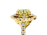 Yellow gold Double Halo Fancy Yellow Round  Diamond Pave Band with Four-Prong Setting_22