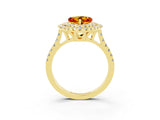 Yellow gold Double Halo Heart Cut Citrine Pavé Band with Four-Prong Setting_3