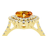 Yellow gold Double Halo Heart Cut Citrine Pavé Band with Four-Prong Setting_4
