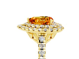 Yellow gold Double Halo Heart Cut Citrine Pavé Band with Four-Prong Setting_5
