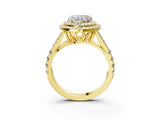 Yellow gold Double Halo Heart Cut Diamond Split Shank Engagement Ring with Four-Prong Setting_10