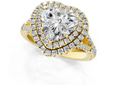 Yellow gold Double Halo Heart Cut Diamond Split Shank Engagement Ring with Four-Prong Setting_8