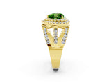 Yellow gold Double Halo Heart Cut Diamond Split Shank Pave Set Ring_2