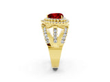 Yellow gold Double Halo Heart Cut Diamond Split Shank Pave Set Ring_2