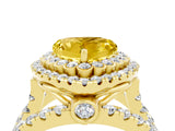 Yellow gold Double Halo Heart Cut Diamond Split Shank Pave Set Ring_4