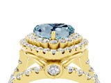 Yellow gold Double Halo Heart Cut Diamond Split Shank Pave Set Ring_4