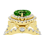 Yellow gold Double Halo Heart Cut Diamond Split Shank Pave Set Ring_4