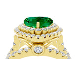 Yellow gold Double Halo Heart Cut Diamond Split Shank Pave Set Ring_4