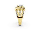 Yellow gold Double Halo Heart Cut Diamond Split Shank Pave Set Ring_5