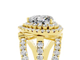 Yellow gold Double Halo Heart Cut Diamond Split Shank Pave Set Ring_5