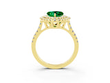 Yellow gold Double Halo Heart Cut Emerald Pavé Band with Four-Prong Setting_3