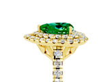 Yellow gold Double Halo Heart Cut Emerald Pavé Band with Four-Prong Setting_5