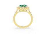 Yellow gold Double Halo Heart Cut Green Sapphire Pavé Band with Four-Prong Setting_3