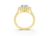 Yellow gold Double Halo Heart Cut Moissanite Pavé Band with Four-Prong Setting_3
