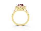 Yellow gold Double Halo Heart Cut Morganite Pavé Band with Four-Prong Setting_3