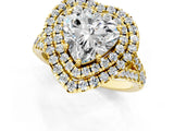 Yellow gold Double Halo Heart Cut Pave Split Shank Prong Set Ring_16