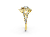 Yellow gold Double Halo Heart Cut Pave Split Shank Prong Set Ring_17