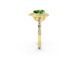 Yellow gold Double Halo Heart Cut Peridot Pavé Band with Four-Prong Setting_2