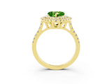 Yellow gold Double Halo Heart Cut Peridot Pavé Band with Four-Prong Setting_3