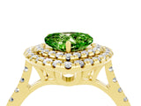 Yellow gold Double Halo Heart Cut Peridot Pavé Band with Four-Prong Setting_4
