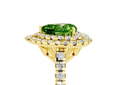 Yellow gold Double Halo Heart Cut Peridot Pavé Band with Four-Prong Setting_5