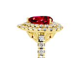 Yellow gold Double Halo Heart Cut Ruby Pavé Band with Four-Prong Setting_5