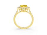 Yellow gold Double Halo Heart Cut Yellow Sapphire Pavé Band with Four-Prong Setting_27