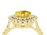 Yellow gold Double Halo Heart Cut Yellow Sapphire Pavé Band with Four-Prong Setting_28