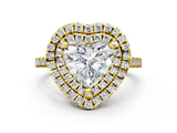 Yellow gold Double Halo Heart Diamond Pave Band with Four-Prong Setting_58