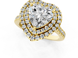 Yellow gold Double Halo Heart Diamond Pave Band with Four-Prong Setting_59