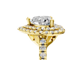 Yellow gold Double Halo Heart Diamond Pave Band with Four-Prong Setting_63