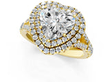 Yellow gold Double Halo Heart-Shaped Split Shank Diamond Ring with Prong Setting_16
