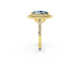 Yellow gold Double Halo Marquise Cut Aquamarine Pavé Band with Four-Prong Setting_2