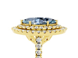 Yellow gold Double Halo Marquise Cut Aquamarine Pavé Band with Four-Prong Setting_5