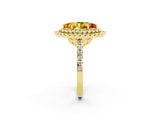 Yellow gold Double Halo Marquise Cut Citrine Pavé Band with Four-Prong Setting_2