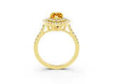 Yellow gold Double Halo Marquise Cut Citrine Pavé Band with Four-Prong Setting_3