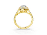 Yellow gold Double Halo Marquise Cut Diamond Split Shank Engagement Ring with Four-Prong Setting_10