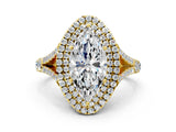 Yellow gold Double Halo Marquise Cut Diamond Split Shank Engagement Ring with Four-Prong Setting_7