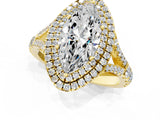Yellow gold Double Halo Marquise Cut Diamond Split Shank Engagement Ring with Four-Prong Setting_8