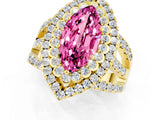 Yellow gold Double Halo Marquise Cut Diamond Split Shank Pave Set Ring_1