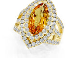 Yellow gold Double Halo Marquise Cut Diamond Split Shank Pave Set Ring_1