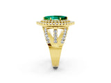Yellow gold Double Halo Marquise Cut Diamond Split Shank Pave Set Ring_2